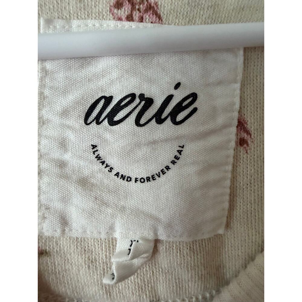 NWOT Aerie Floral Oversized Sweatshirt with Balloon Sleeves sz XL - Picture 2 of 6